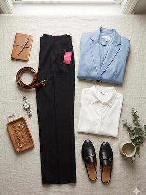 212 Collection Black Straight-Leg Trousers